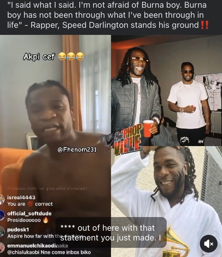 Speed Darlington Takes Aim at Burna Boy’s Grammy Win, Questions Diddy's Influence
