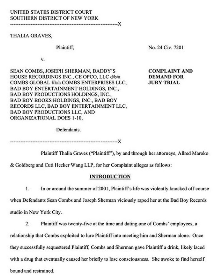 Sean "Diddy" Combs Facing New Controversy: Thalia Graves’ $3 Million Bribery Allegation