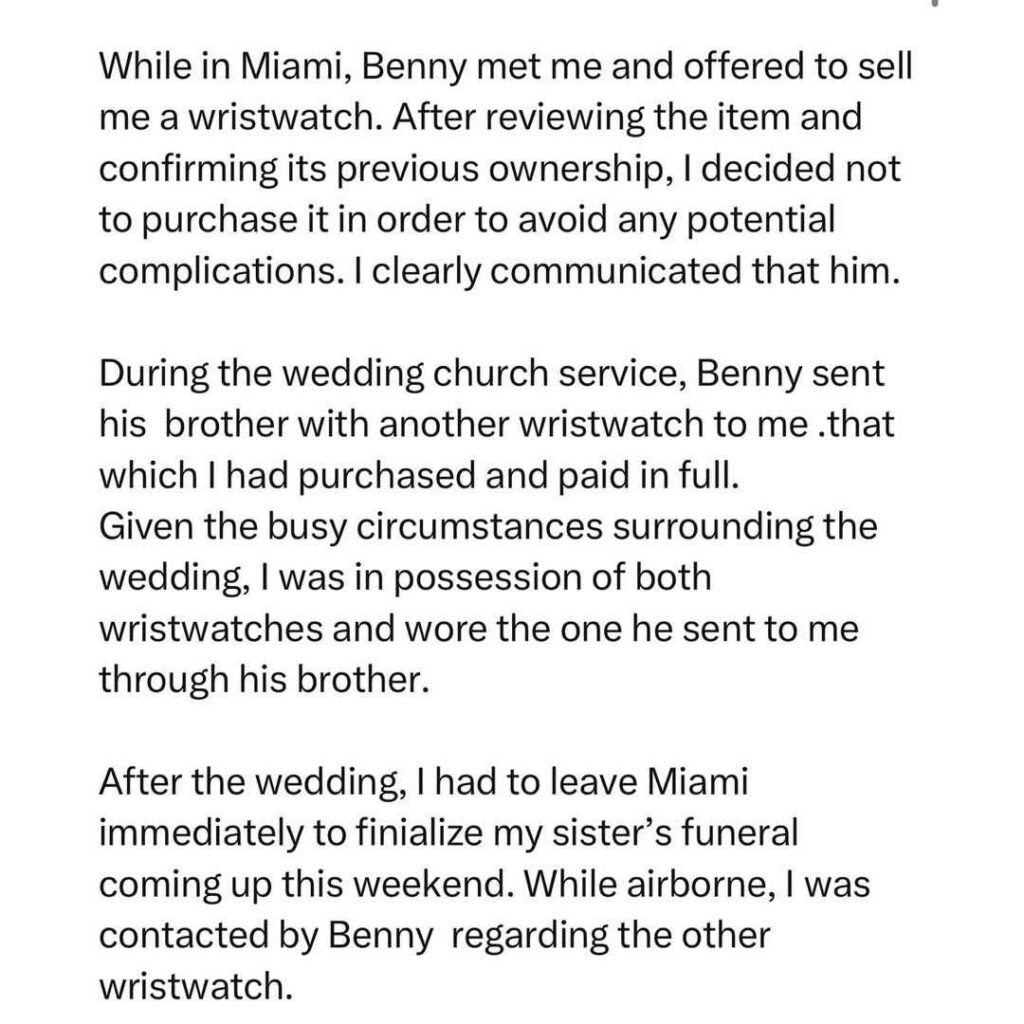 Ubi Franklin Speaks on Watch Theft Accusation at Davido’s Wedding