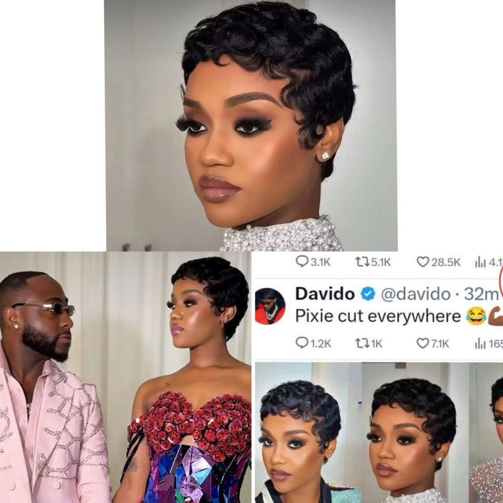 Davido Says “Pixie Cut Everywhere” as Chioma’s Wedding Hair Keeps Trending
