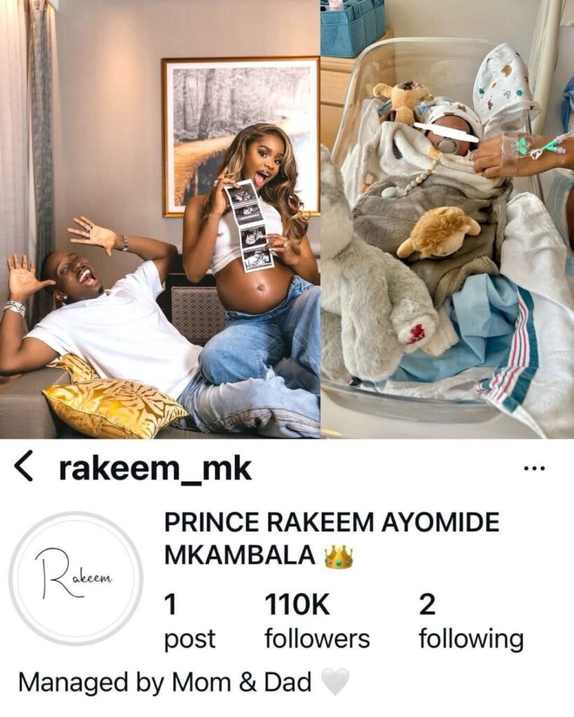 Priscilla Ojo’s Son, Prince Rakeem, Gains Over 100k Instagram Followers Hours After Birth