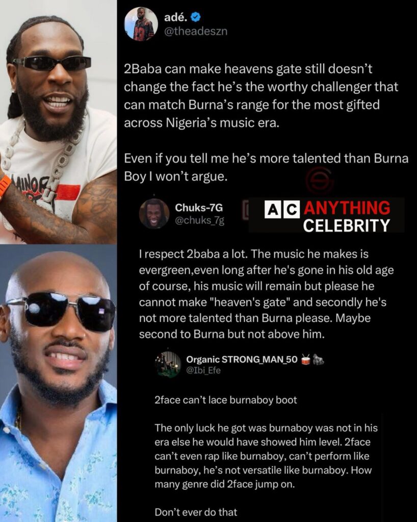 2baba vs burna boy talent debate