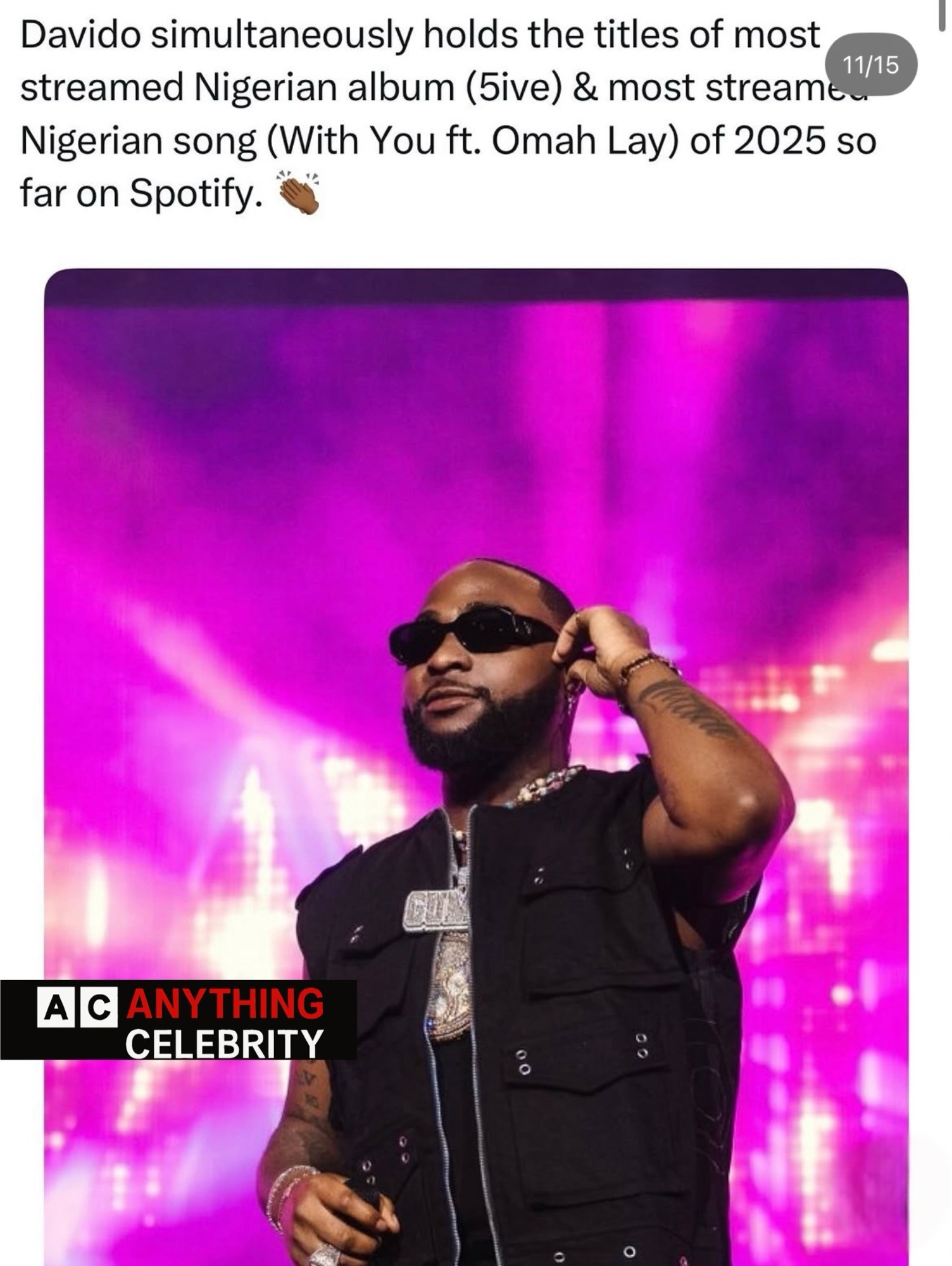 Davido’s 5ive Album and With You ft. Omah Lay Take Over Spotify in 2025