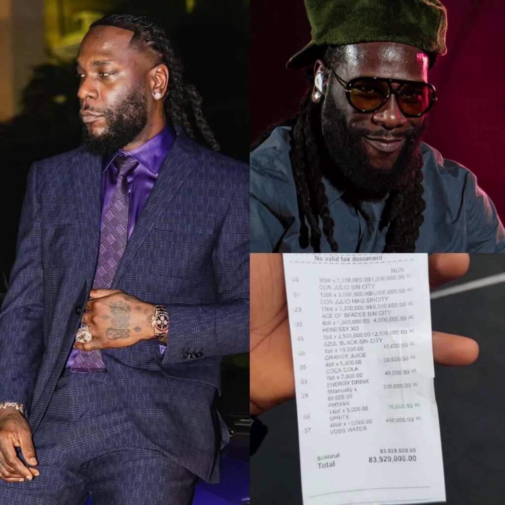 nigerian superstar burna boy reportedly spends ₦84 million on drinks in a lagos club
