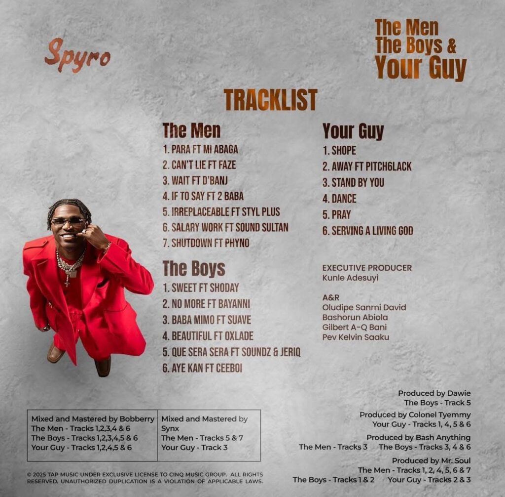 spyro the men the boys your guy album tracklist