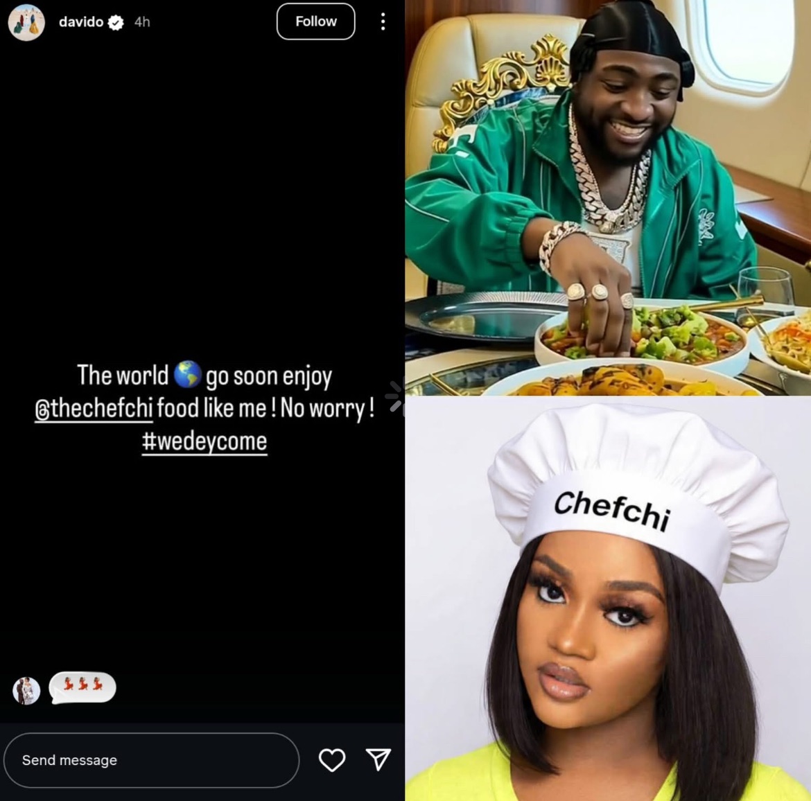 davido hints chefchi food brand cooking skills