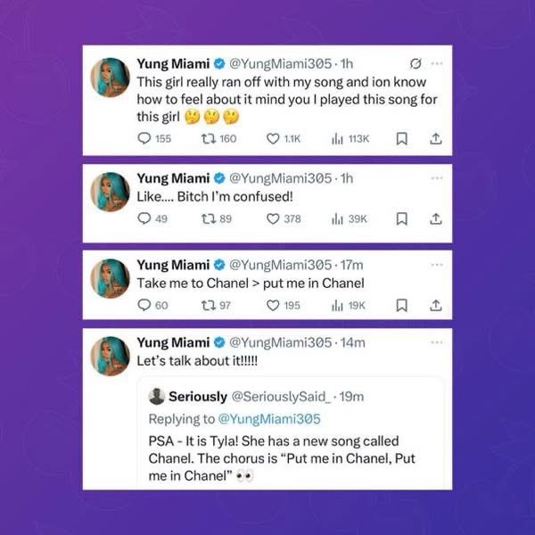 yung miami accuses tyla stealing chanel anything celebrity