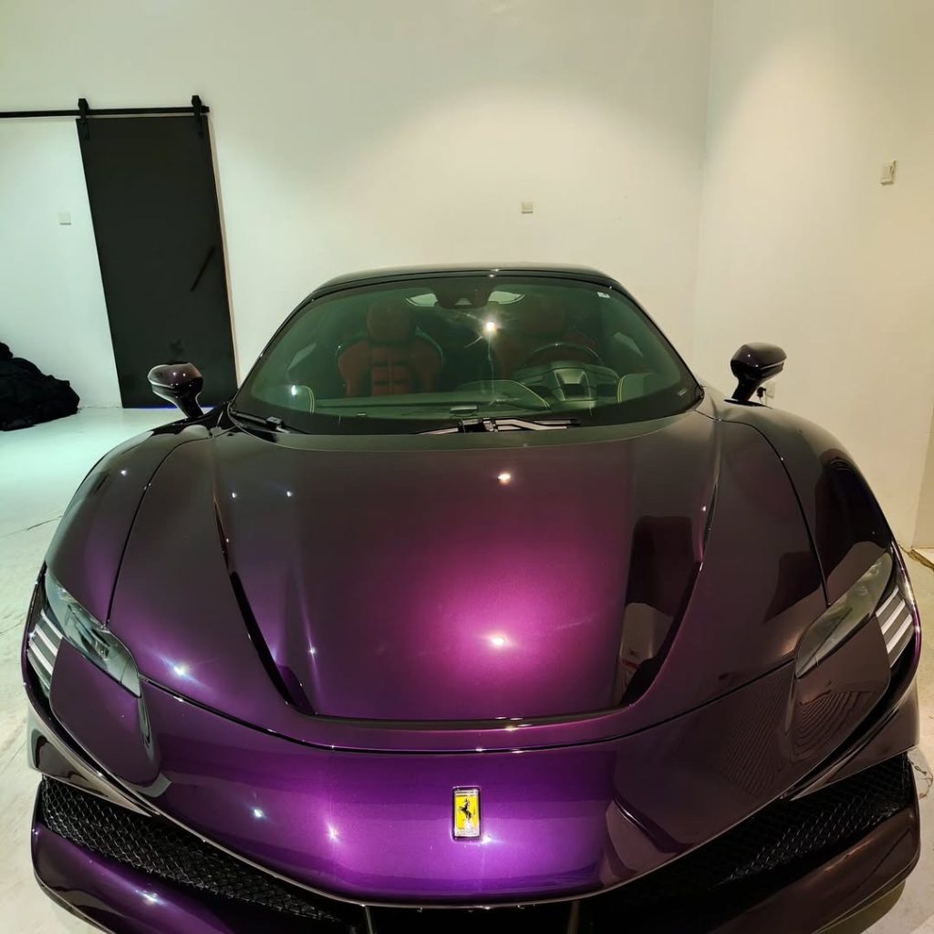burna boy ferrari sf purple supercar lagos