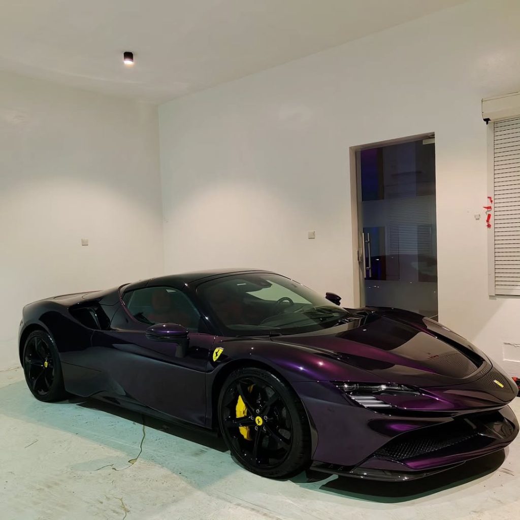 burna boy ferrari sf purplesupercar lagos